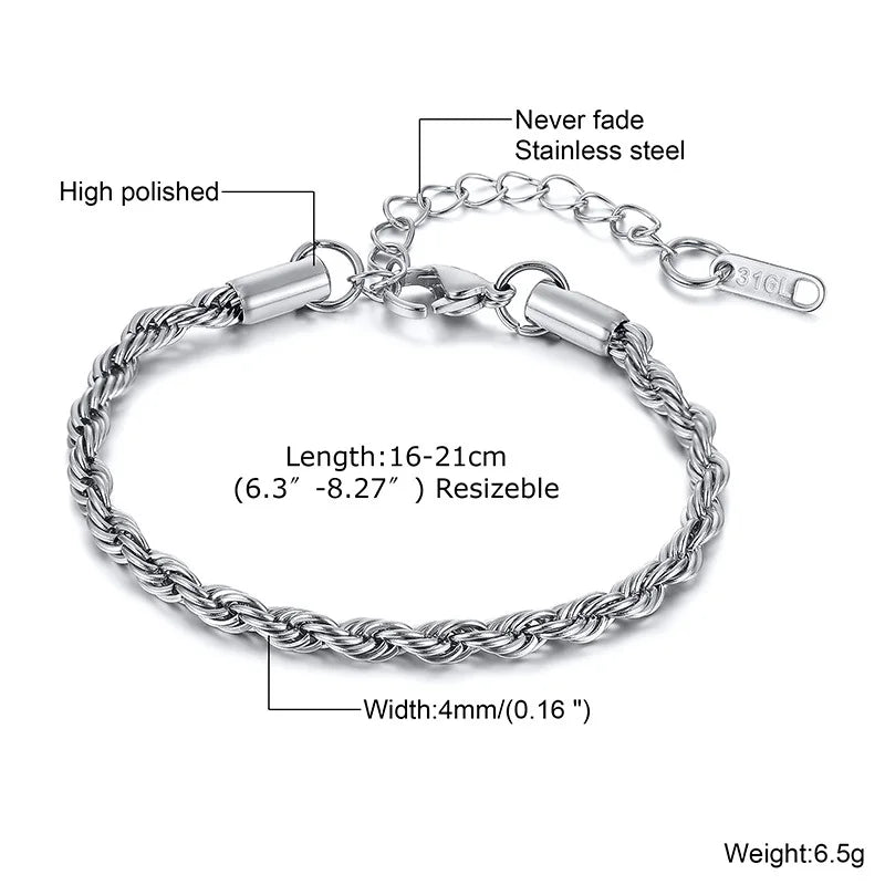 Rope Chain Bracelet | Silver